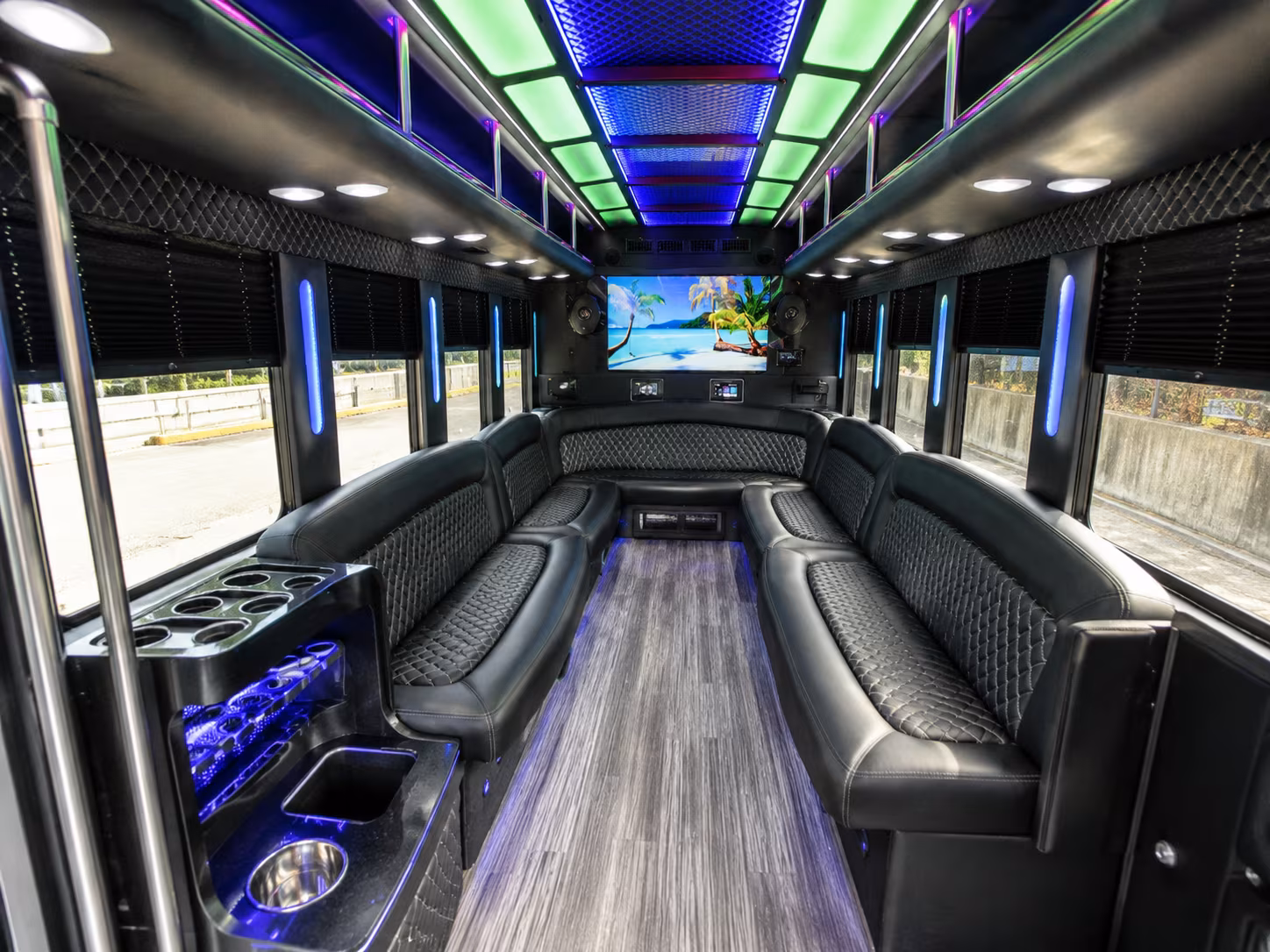 richland 18 passenger party bus inside